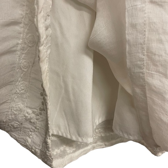 ZARA Maxi Shirt Crinkle Chiffon Pull On Embroidered Waist/Hem Lined Size Small - Picture 5 of 10